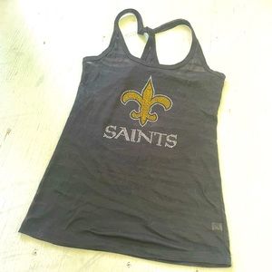 New Orleans Saints black with sequins tank, sheer, women size medium